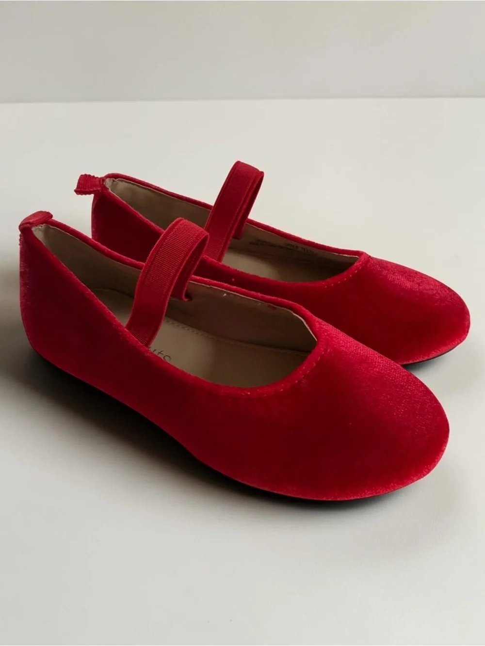 CREWCUTS EUC Rich Apple Red Velvet Mary Jane Ballet Flat Holiday Christmas Shoes